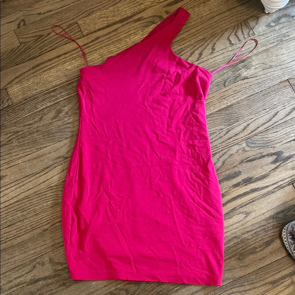 Express Pink Asymmetrical One-Shoulder Cocktail Dress
